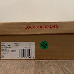 NWT Lucky Brand Bellita Boots Black Embossed Nubuck